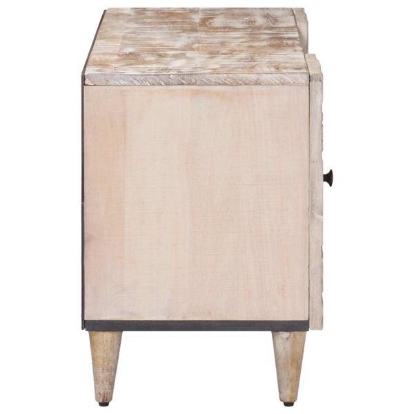 vidaXL ТВ шкаф Бяло 105 x 33,5 x 46 см Солидно мангово дърво