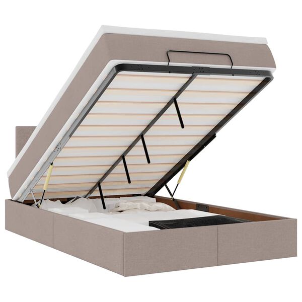 vidaXL Османска легло с матрак и LED, таупе, 120x190 см, плат