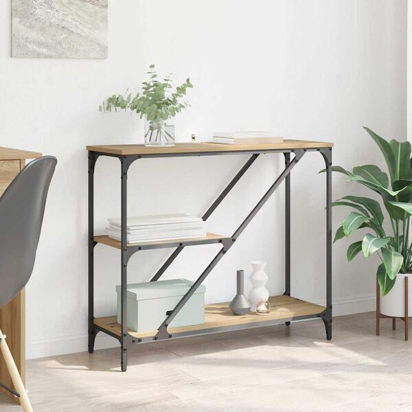 vidaXL Конзолна маса Дъб 88,5 x 30 x 75 см Инженерно дърво