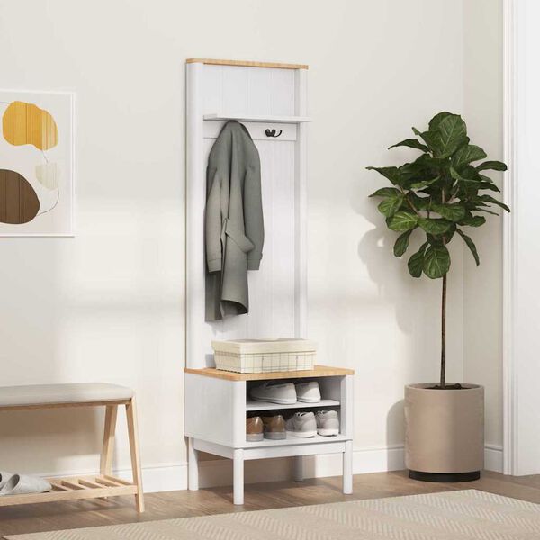 vidaXL Шкаф за коридор с рафт FLORO Бяло 50 x 40 x 158 см Солиден бор