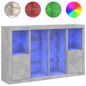vidaXL Сайдборди с LED осветление, 3 бр, бетонно сив, инженерно дърво
