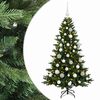 vidaXL Изкуствена коледна елха с топки 120 см 150 LED светодиода
