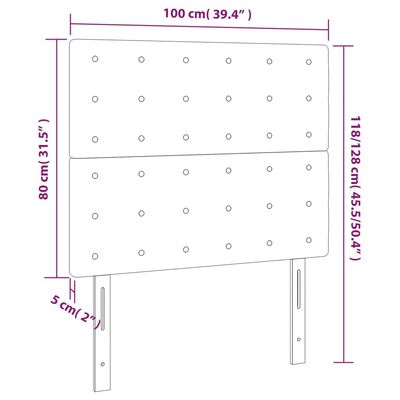vidaXL Горни табли за легло 2 бр сива, 100x5x78/88 см, изкуствена кожа