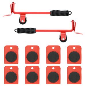 vidaXL Мебелни колелца 8 бр. с повдигачи, червени, 9,8x7,5x3 см, 150 кг
