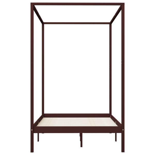 vidaXL Рамка за легло с балдахин, тъмнокафява, бор масив, 120x200 см