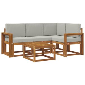 vidaXL Комплект дивани за открито 5 pcs Естествено и светло сиво