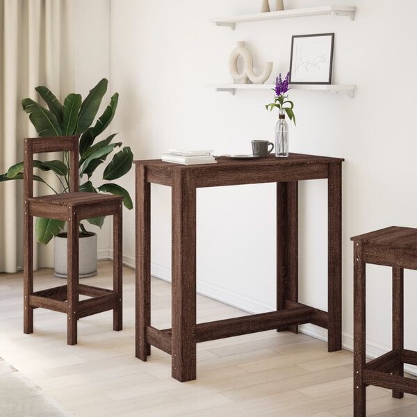 vidaXL Бар маса, кафяв дъб, 102x50x103,5 см, инженерно дърво