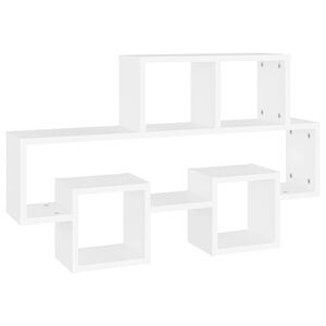 vidaXL Стенен рафт във форма на кола, бял, 82x15x51см, инженерно дърво
