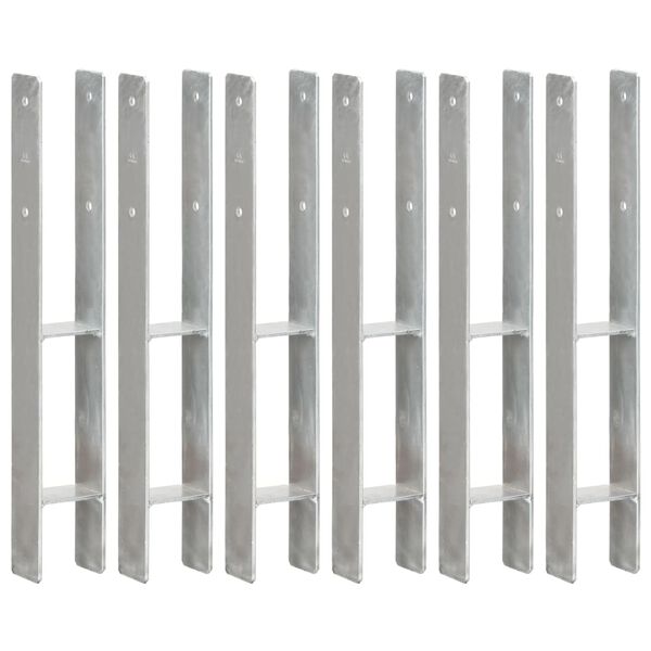vidaXL Подпори за ограда 6 бр сребристи 8x6x60 см поцинкована стомана