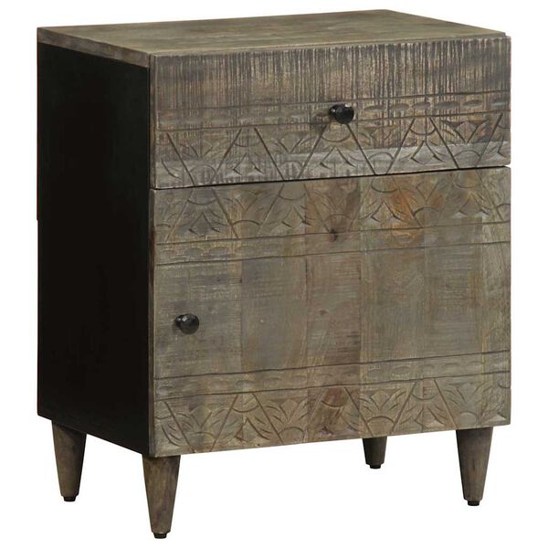 vidaXL Нощно шкафче Светло сиво 50x33x60 cm Масивна дървесина Манго