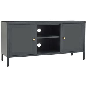 vidaXL ТВ шкаф, антрацит, 105x35x52 см, стомана и стъкло