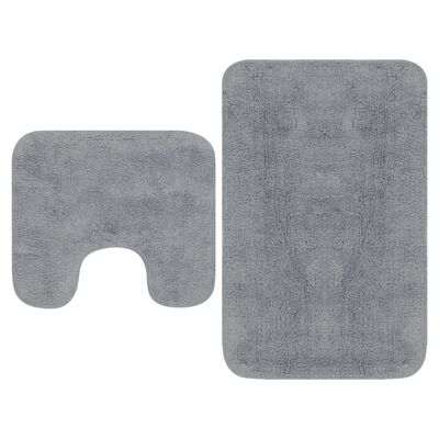 vidaXL Комплект постелки за баня, 2 бр, текстил, сиви