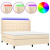 vidaXL LED кутия за пружини с легло с таблото текстил