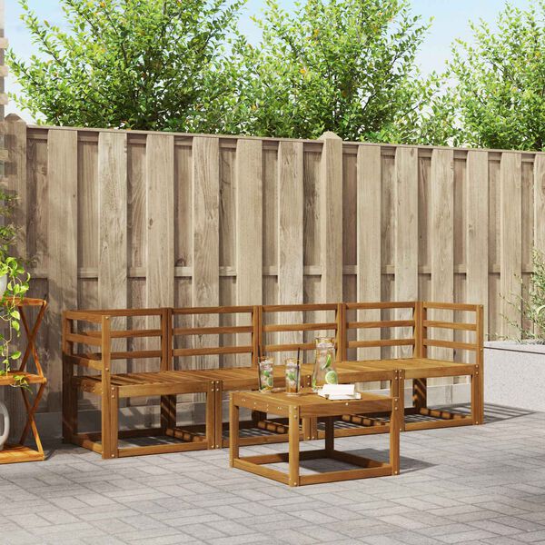 vidaXL Комплект дивани за открито 5 pcs Естествен