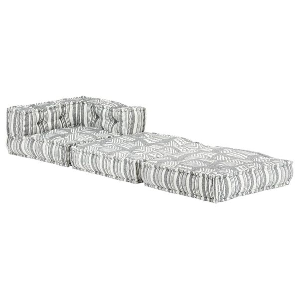 vidaXL Модулен пуф, сиви ивици, текстил