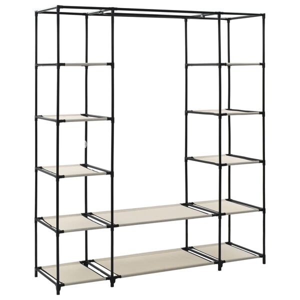 vidaXL Гардероб с отделения и лостове, кремав, 150x45x176 см, плат