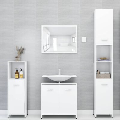 vidaXL Шкаф за баня, бял, 30x30x95 см, ПДЧ