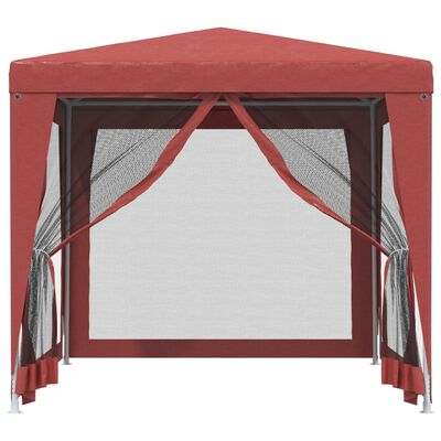 vidaXL Парти палатка 4 мрежести странични стени червена 2,5x2,5м HDPE