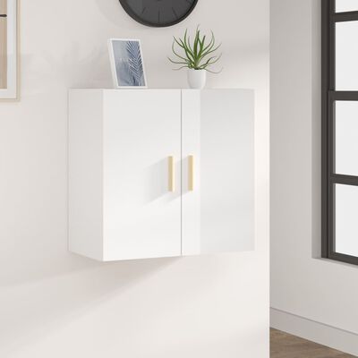 vidaXL Стенен шкаф, бял гланц, 60x30x60 см, инженерно дърво