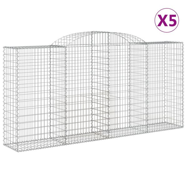 vidaXL Габионни кошници арка 5 бр 300x50x140/160 см поцинковано желязо