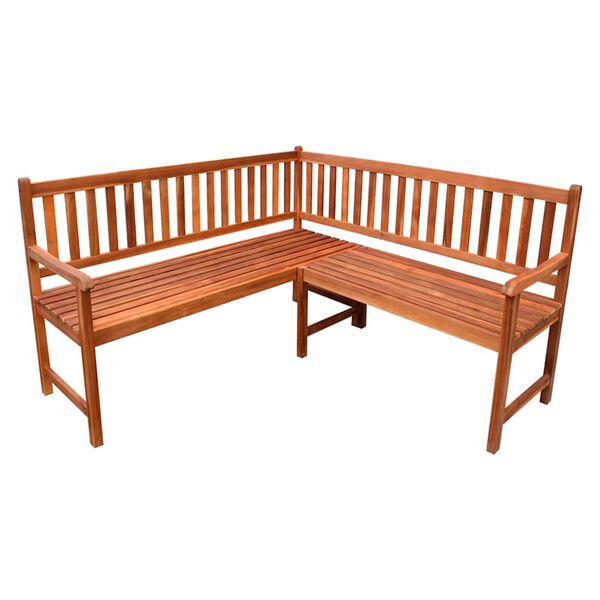 vidaXL Градинска ъглова пейка с възглавници, 150 cм, акация масив