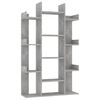 vidaXL Шкаф библиотека, бетонно сив, 86x25,5x140 см, инженерно дърво