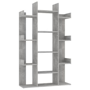 vidaXL Шкаф библиотека, бетонно сив, 86x25,5x140 см, инженерно дърво