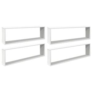 vidaXL Стенни кубични рафтове, 4 бр, бели, 100x15x30см инженерно дърво