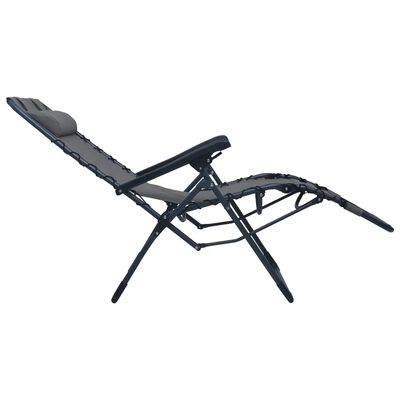 vidaXL Сгъваеми столове тип шезлонг, 2 бр, сиви, textilene