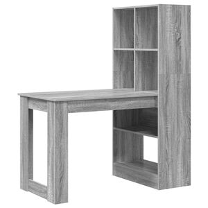 vidaXL Бюро Сив Сонома Инженерна дървесина 122 x 67 x 145 см