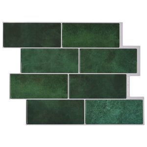 vidaXL Плочка метро 10 pcs Тъмнозелено 29 x 21 см Полиуретан и PET