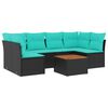 vidaXL Градински комплект диван с възглавници 7 части черен полиратан