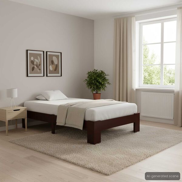 vidaXL Рамка за легло, тъмнокафява, бор масив, 100x200 см