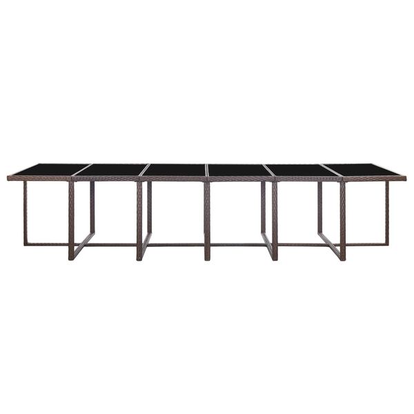 vidaXL Градински комплект с възглавници, 17 части, кафяв полиратан