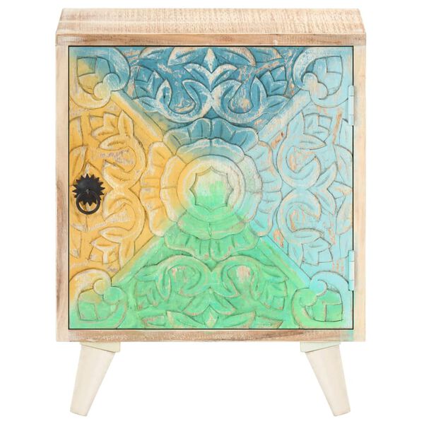 vidaXL Нощно шкафче с издълбани шарки, 40х30х50 см, акация масив