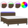 vidaXL Боксспринг легло с матрак и LED, тъмнокафяво, 140x200 см, плат