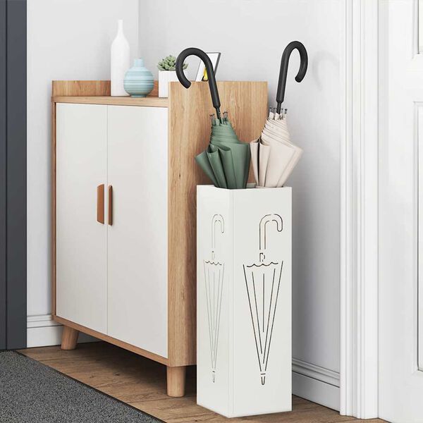 vidaXL Стойка за чадър Бяло 15.5 х 15.5 х 49 см Метал