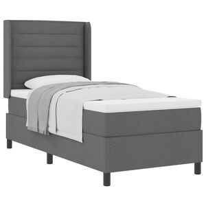 vidaXL Легло с пружинирана основа Тъмен сив 190 x 90 cm текстил