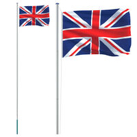 vidaXL Флаг на Обединеното кралство и стълб, 6,23 м, алуминий