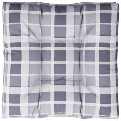 vidaXL Палетна възглавница, сиво каре, 80x80x12 см, текстил