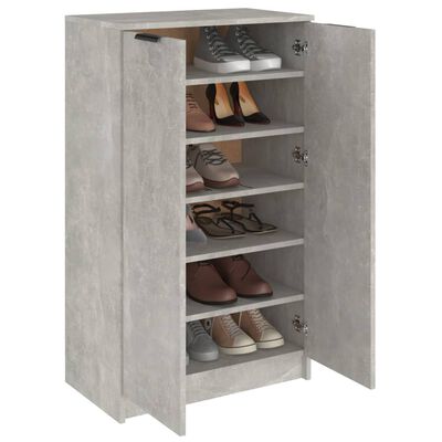 vidaXL Шкаф за обувки, бетонно сив, 59x35x100 см, инженерно дърво