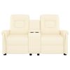 vidaXL 2-местен масажен реклайнер с държач за чаша, кремав
