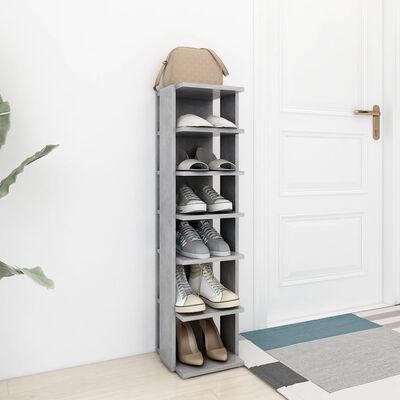 vidaXL Шкаф за обувки, бетонно сив, 27,5x27x102 см, инженерно дърво