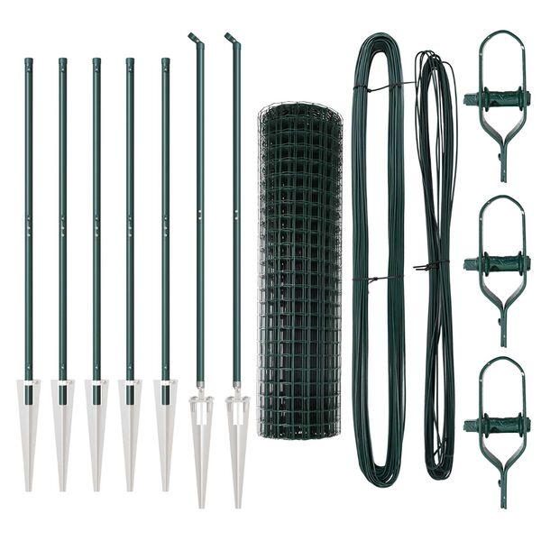 vidaXL Ограда с пост Зелен 1,4 x 10 m Стомана и PVC