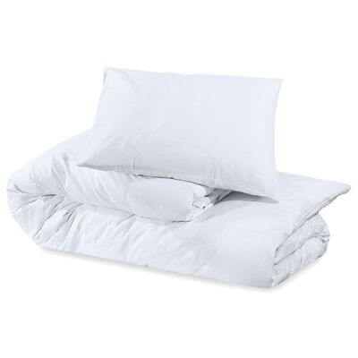 vidaXL Комплект спално бельо, бяло, 135x200 см, памук