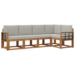 vidaXL Комплект дивани за открито 5 pcs Естествено и светло сиво