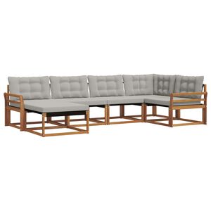 vidaXL Комплект дивани за открито 6 pcs Естествено и светло сиво