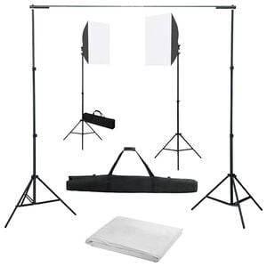vidaXL Фотографски комплект за студио със софтбокс светлини и фон