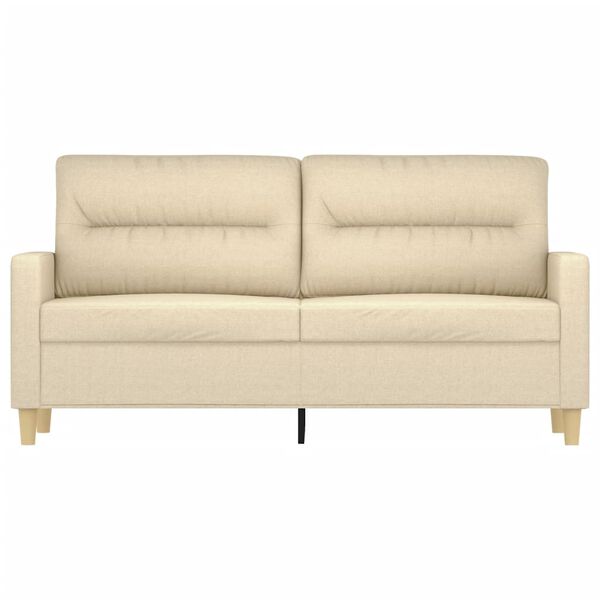vidaXL 2-местен диван, кремав, 140 см, текстил
