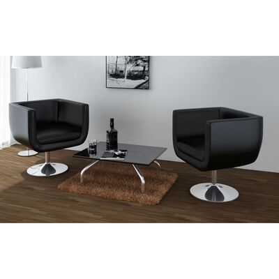 vidaXL Бар столове, 2 броя, изкуствена кожа, черни